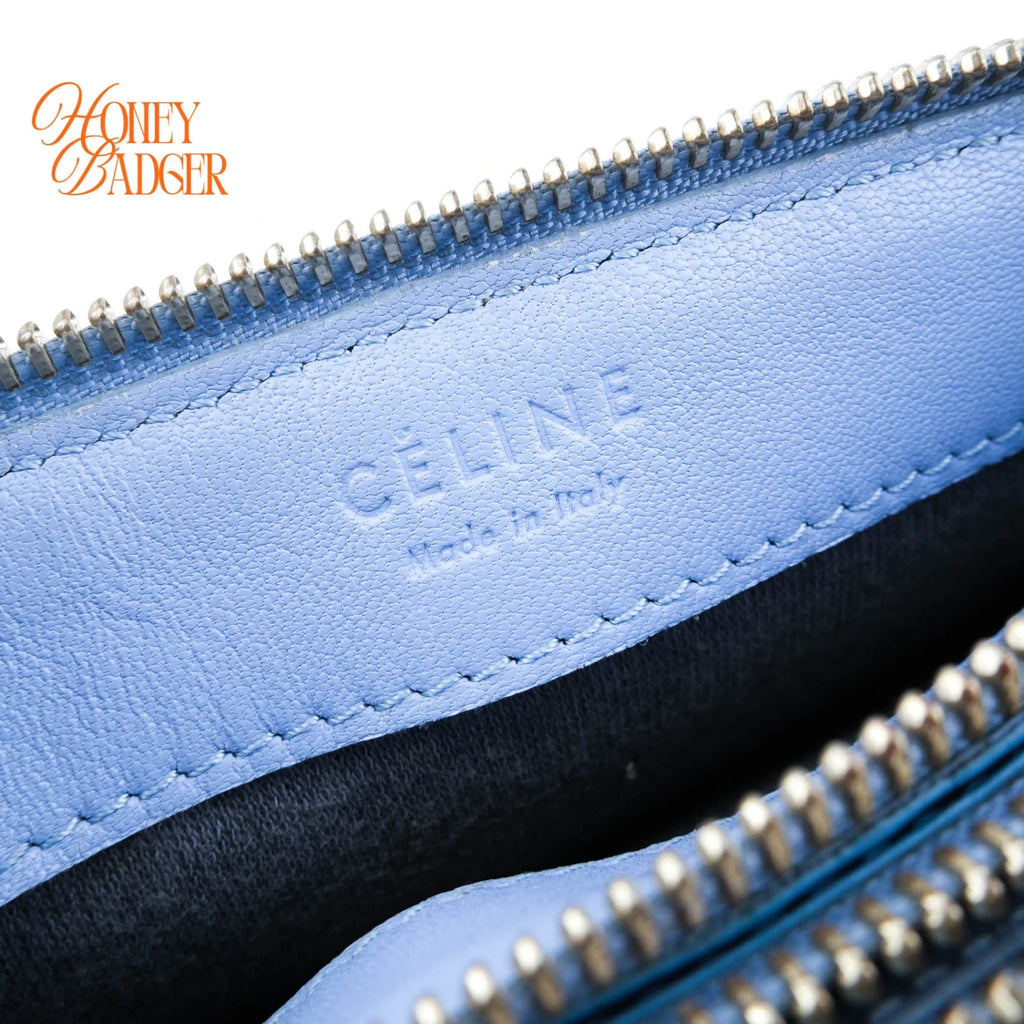 Celine Trio Small Lambskin Shoulder Bag Blue Rank AB