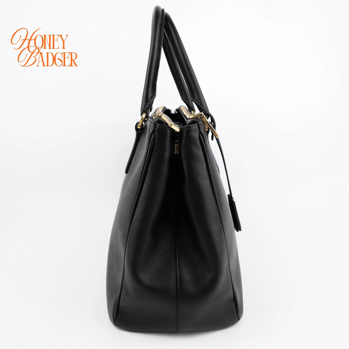 Prada Galleria Large Saffiano Leather Black Gold Hardware Rank A