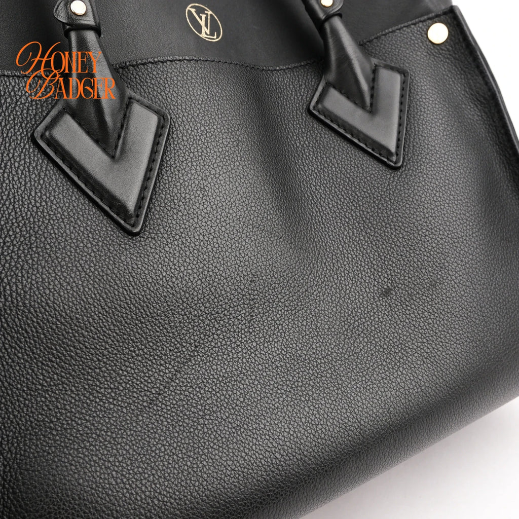 Louis Vuitton On My Side MM Calfskin Black Monogram Tufting Gold Hardware Rank AB