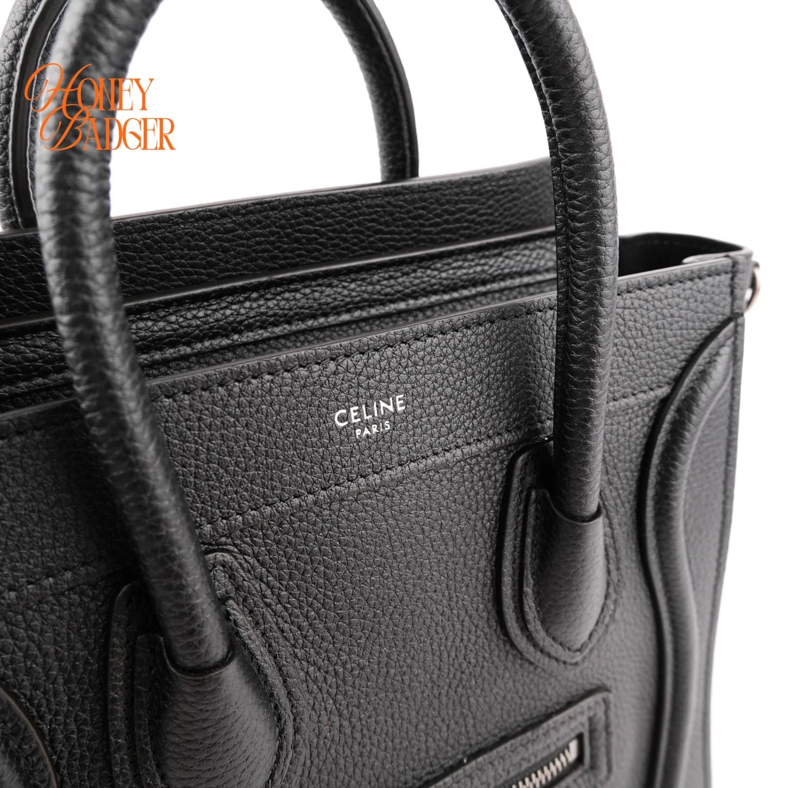 Celine Luggage Nano Leather Bag Black Rank A