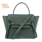 Celine Belt Bag Mini Grained Calfskin Amazone Dark Green Gold Hardware Rank AB