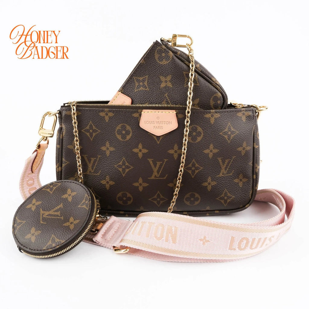 Louis Vuitton Multi Pochette Accessoires in Monogram with pink strap, Grade A condition.