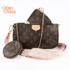 Louis Vuitton Multi Pochette Accessoires in Monogram with pink strap, Grade A condition.