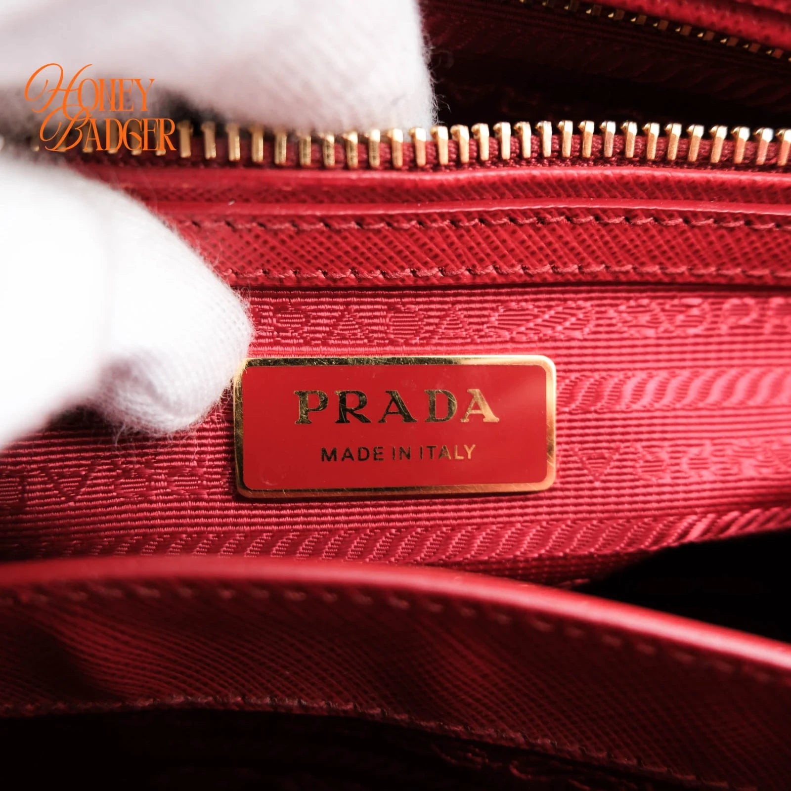 Prada Saffiano Lux Leather 2Way Handbag Red Rank A