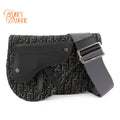 Dior Saddle Slim Pouch Oblique Jacquard Black Navy White 2WAY Bag