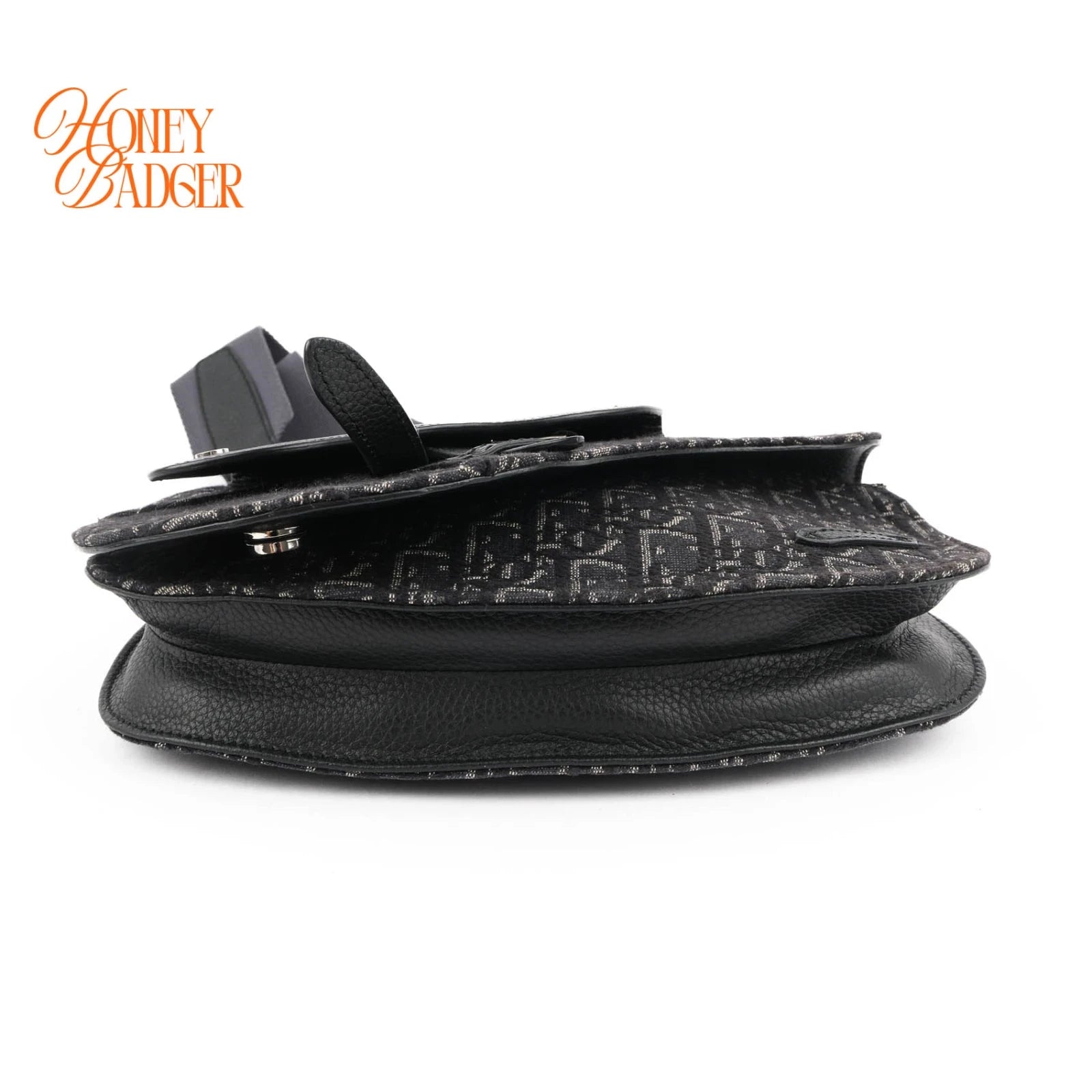 Dior Saddle Slim Pouch Oblique Jacquard Black Navy White 2WAY Bag