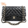 Chanel Classic Double Flap Jumbo 30 Lambskin Black Gold Hardware Rank AB