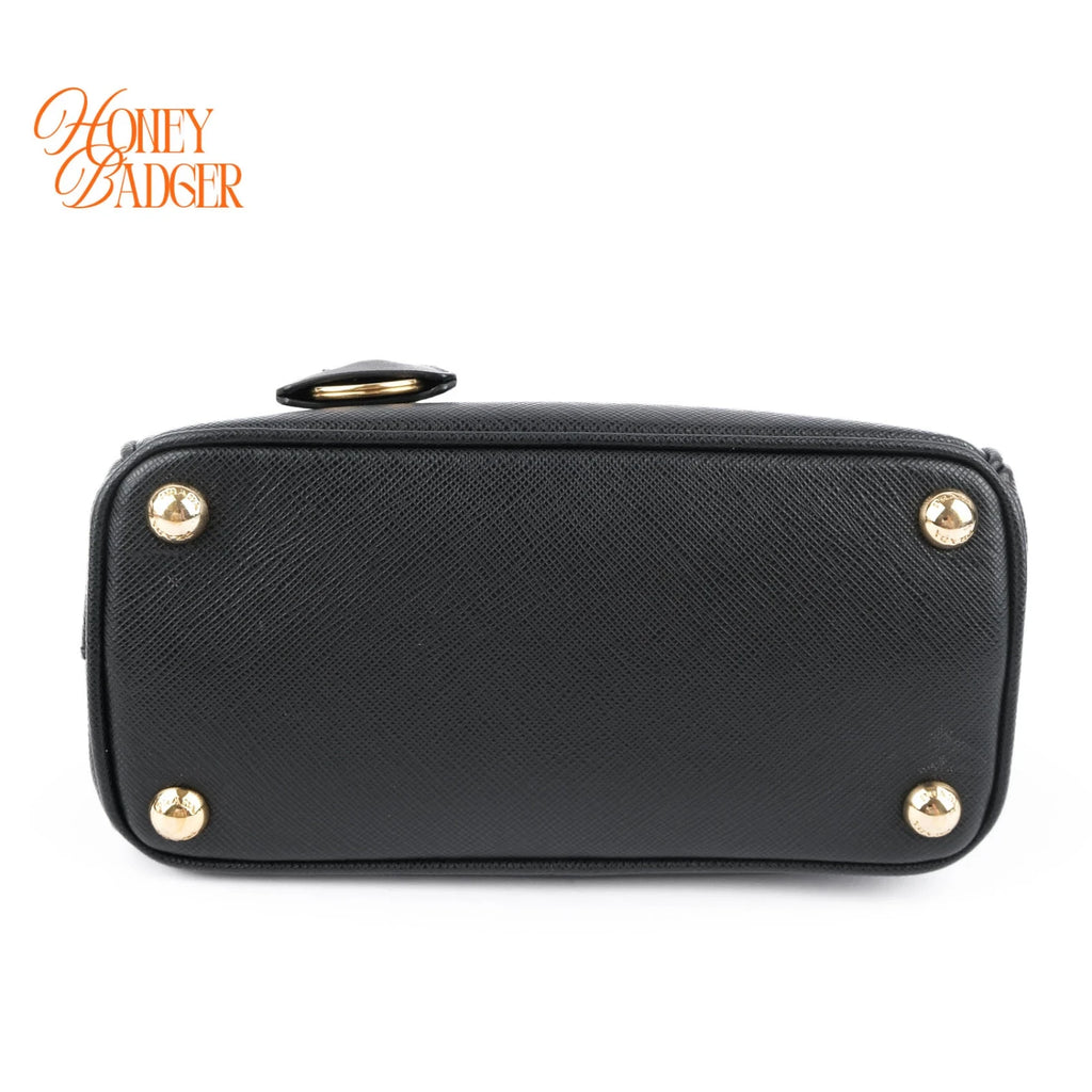 Prada Galleria Mini Saffiano Leather 2WAY Bag Black Nero