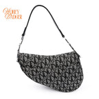 Dior Saddle Bag Medium Oblique Jacquard Black Rank A