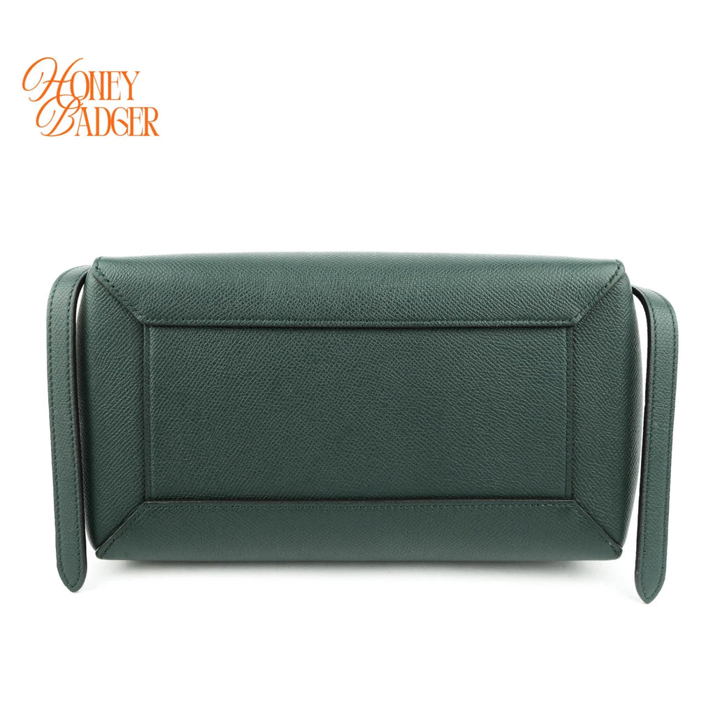 Celine Belt Bag Mini Grained Calfskin Amazone Dark Green Gold Hardware Rank AB