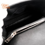 Saint Laurent College Medium Chevron Quilted Leather Black Silver Hardware