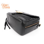 Gucci GG Marmont Top Handle Quilted Leather Black Web Strap 2-Way Bag Rank A