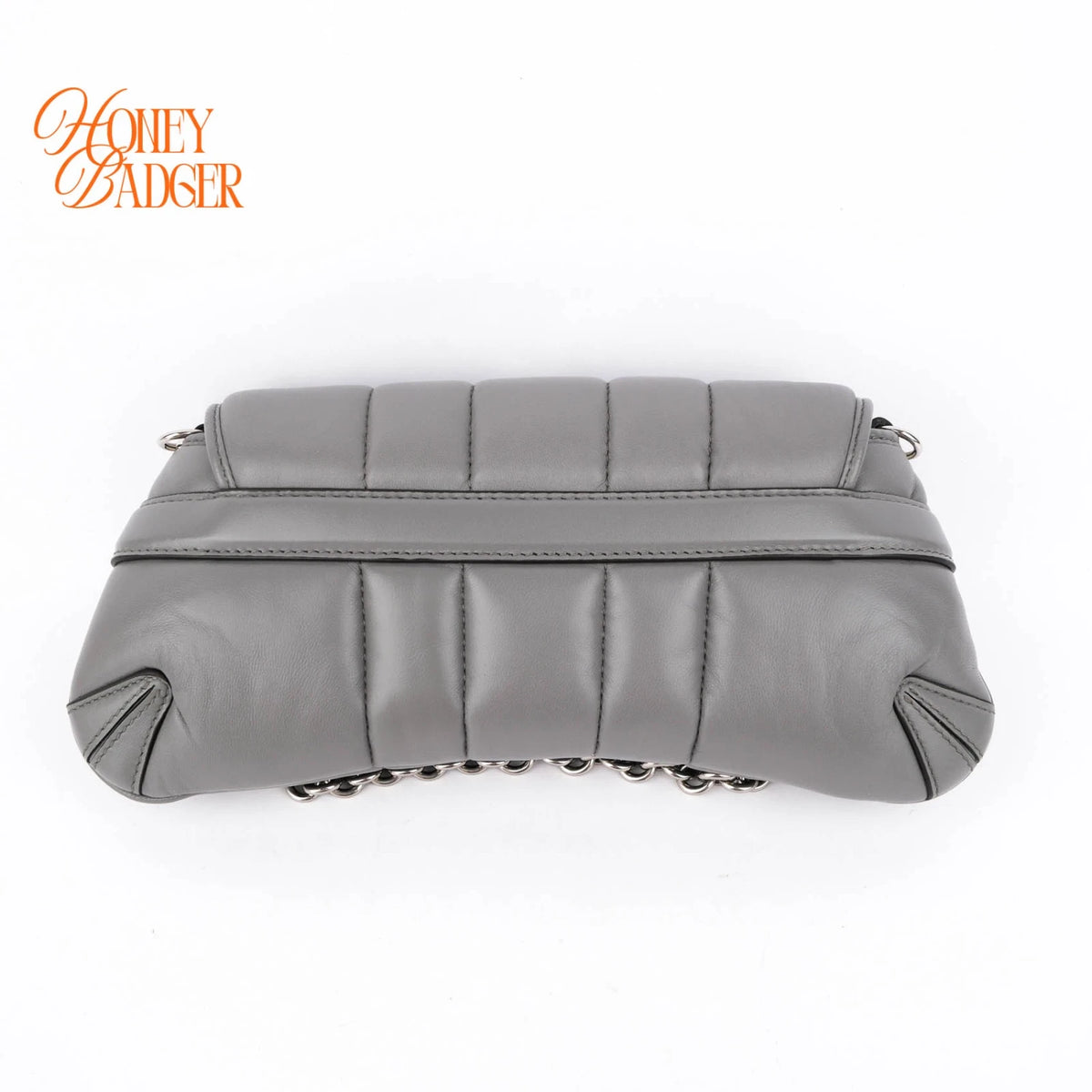Gucci Horsebit Chain Small Shoulder Bag Quilted Calfskin Grey Palladium Hardware Rank A