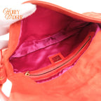 Fendi Baguette Suede Orange Glitter FF Buckle Gold Hardware Rank AB