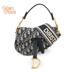 Dior Saddle Small Oblique Jacquard Blue Gold Hardware Rank A