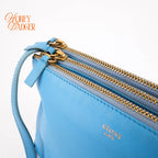 Celine Trio Small Lambskin Shoulder Bag Blue Rank AB