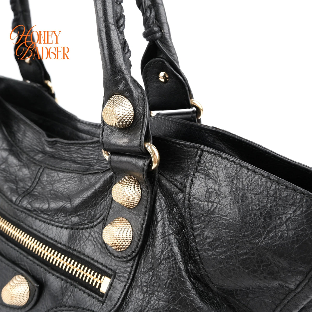 Balenciaga Giant 21 Part Time Black Leather 2-Way Handbag Shoulder Bag Rank AB