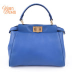 Fendi Peekaboo Iconic Mini Blue Leather 2WAY Shoulder Bag 8BN244