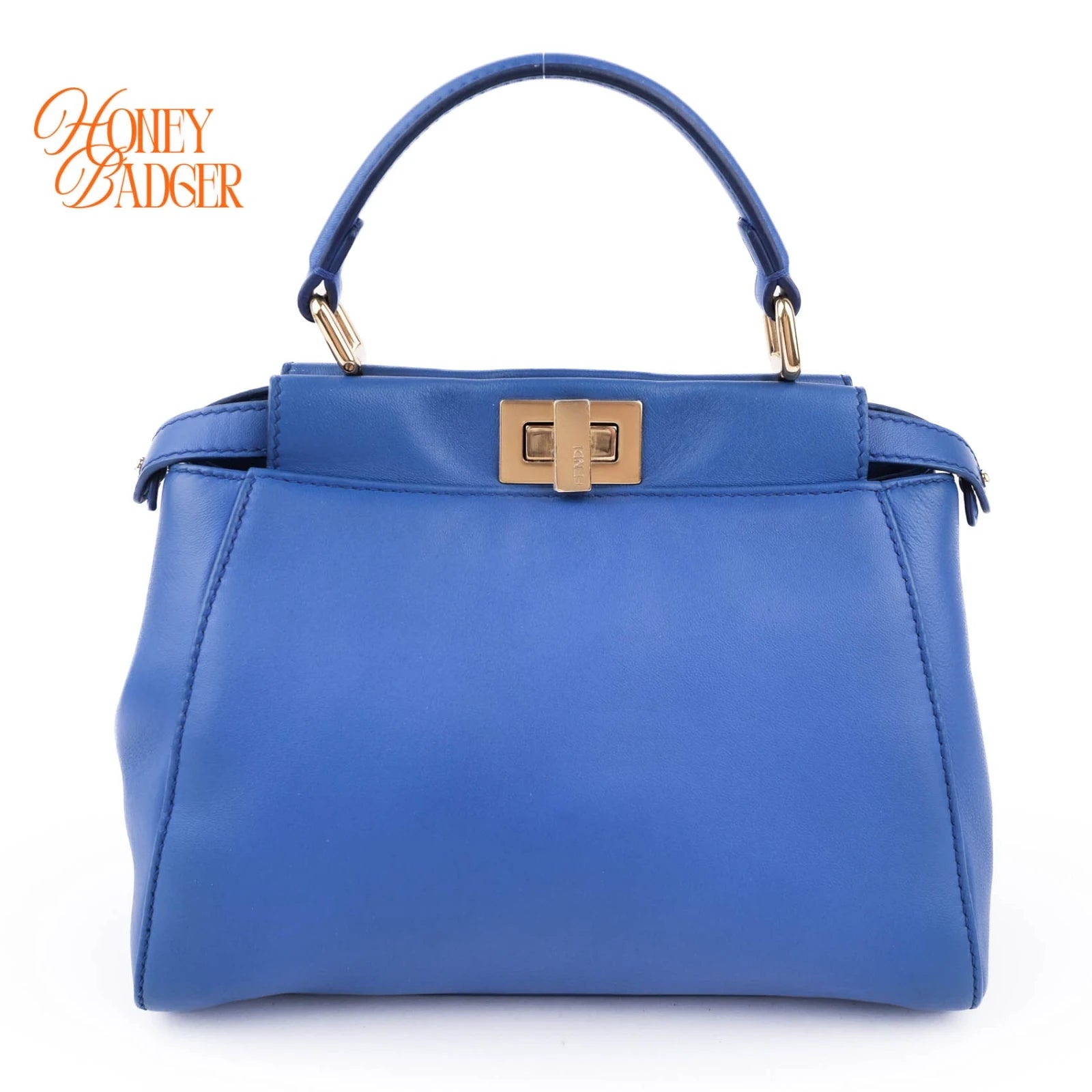 Fendi Peekaboo Iconic Mini Blue Leather 2WAY Shoulder Bag 8BN244