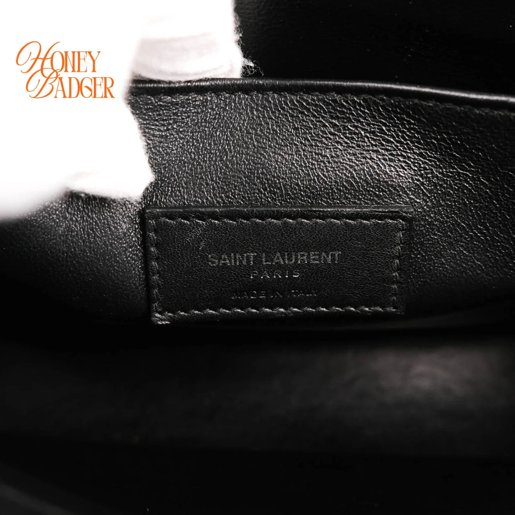 Saint Laurent Baby Sac de Jour Patch Embellished Calf Leather Black Rank A