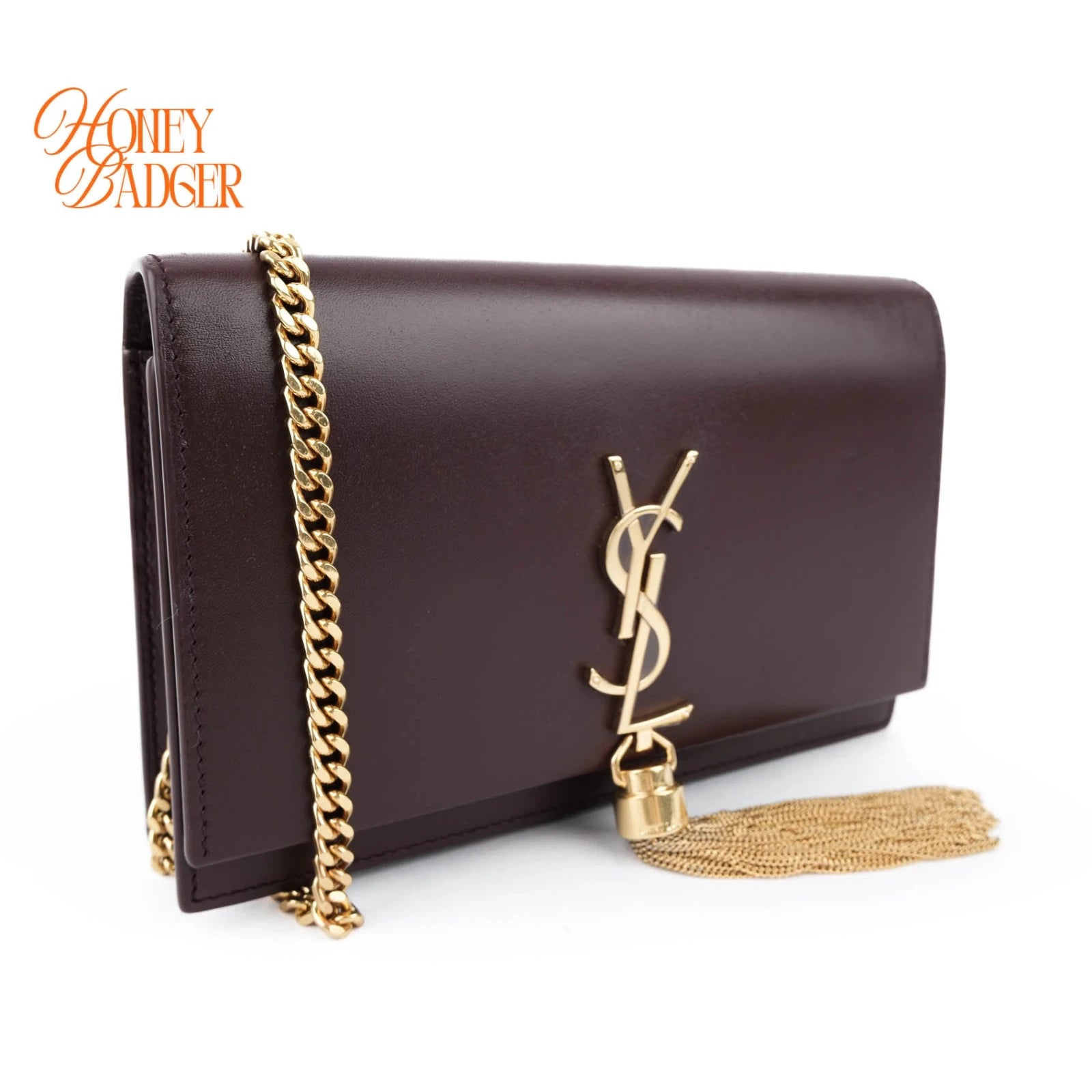 Saint Laurent Paris Kate Small Chain Shoulder Bag Bordeaux Leather Gold Hardware 452159