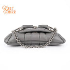 Gucci Horsebit Chain Small Shoulder Bag Quilted Calfskin Grey Palladium Hardware Rank A