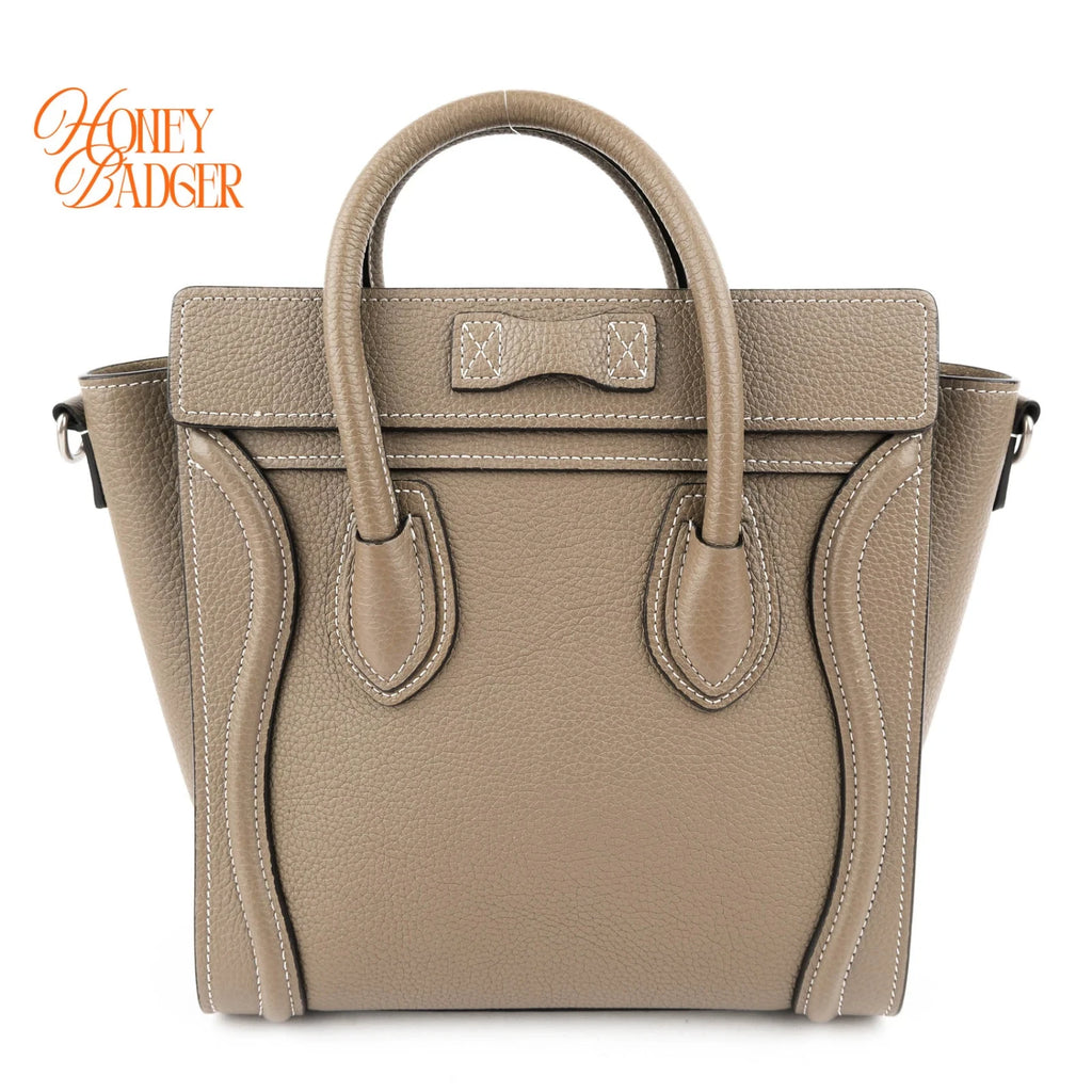 Celine Luggage Nano Drummed Calfskin Souris Rank A