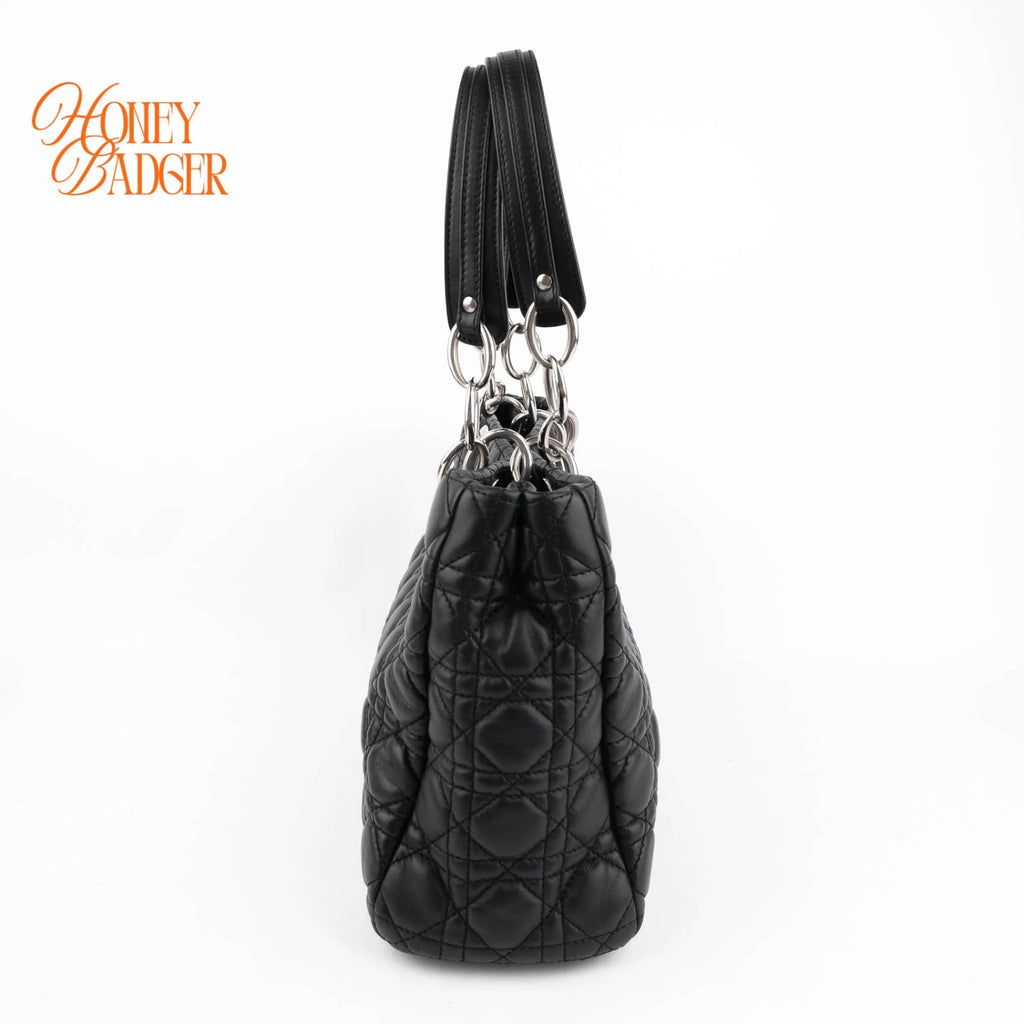 Dior Lady Dior Soft Shopping Large Lambskin Black Rank A