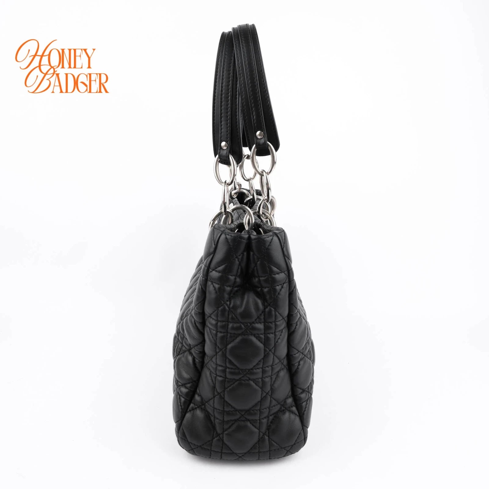 Dior Lady Dior Soft Shopping Large Lambskin Black Rank A