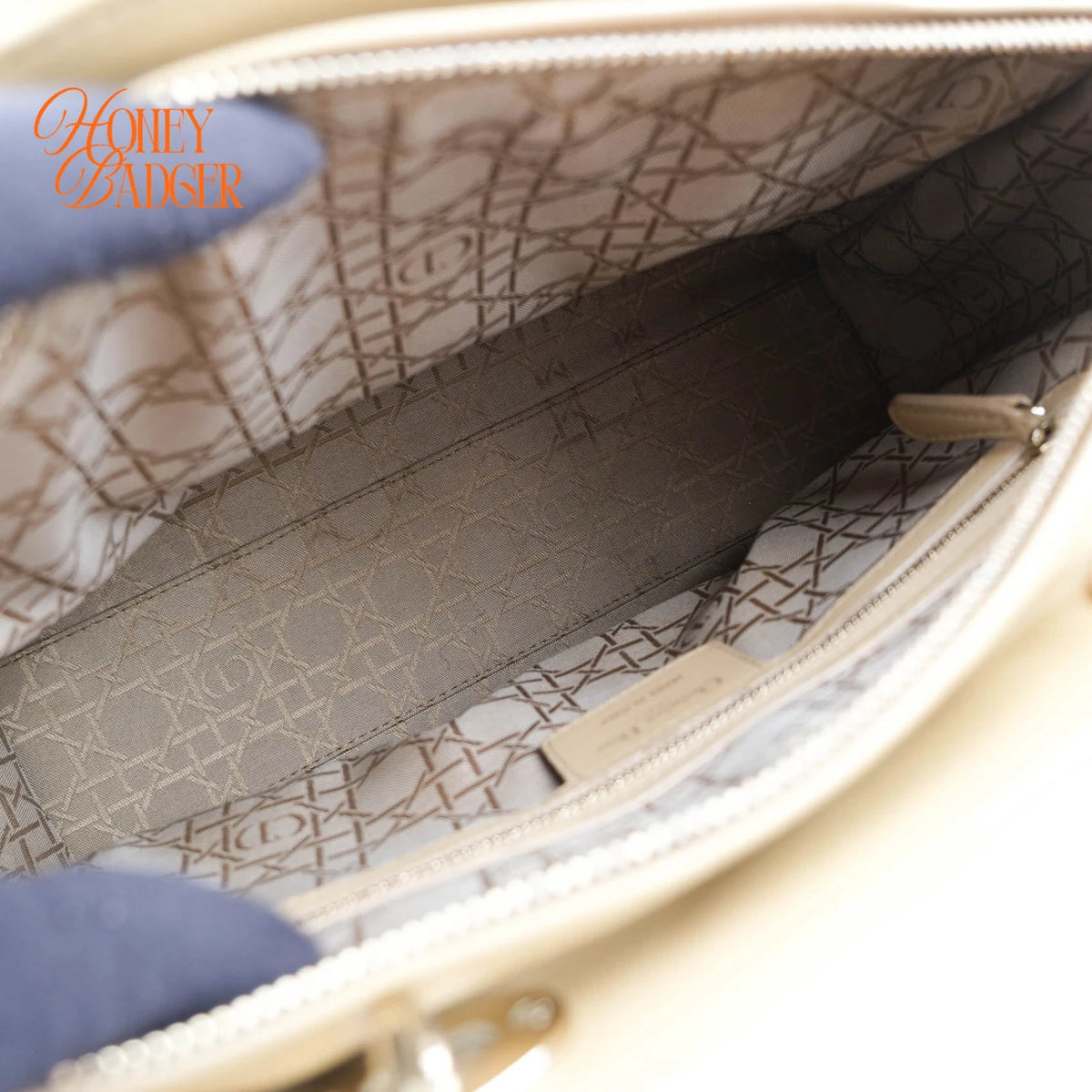 Dior Large Lady Dior Cannage Lambskin Beige Gold Hardware Rank AB