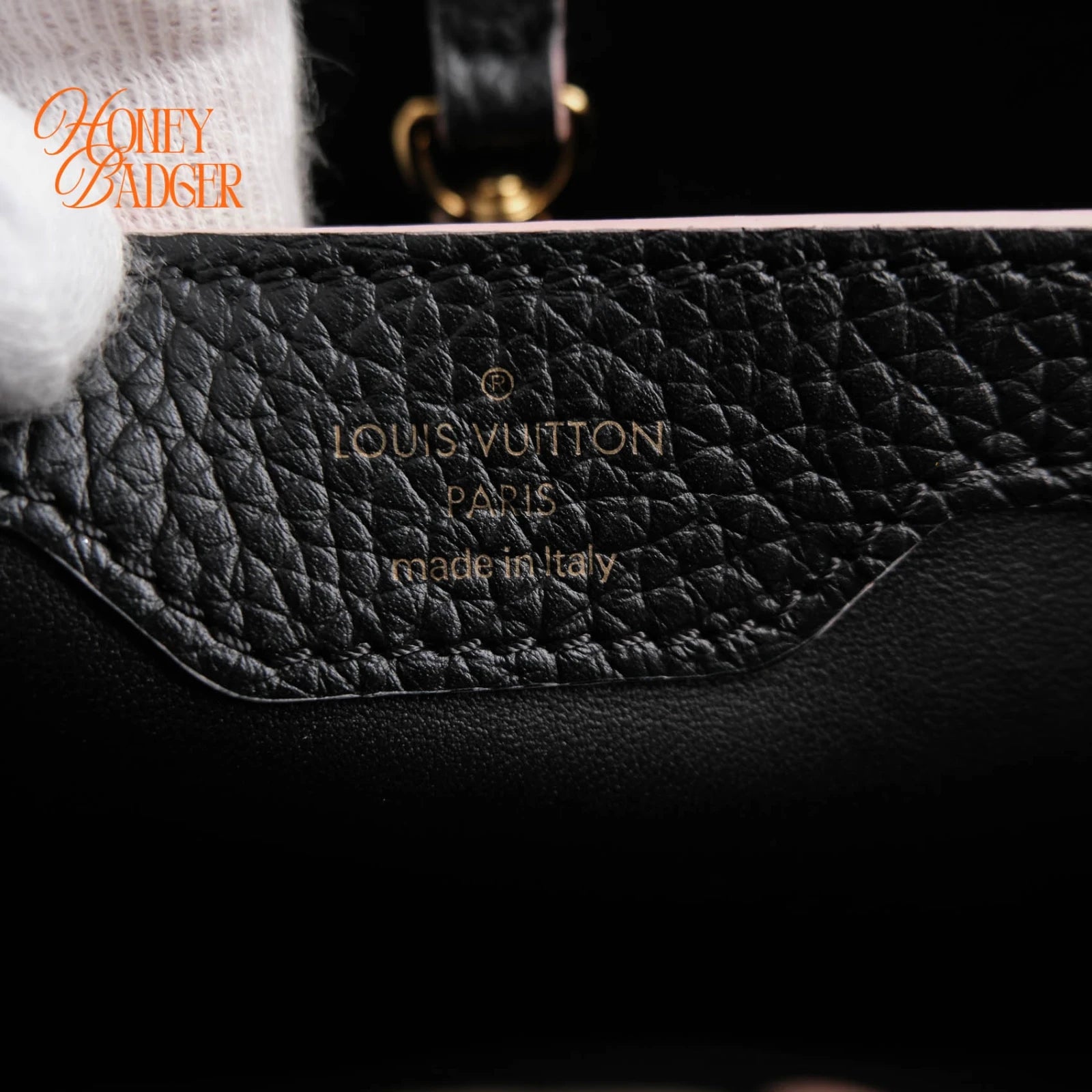 Louis Vuitton Capucines BB Taurillon Leather Black Pink Trim Rank A