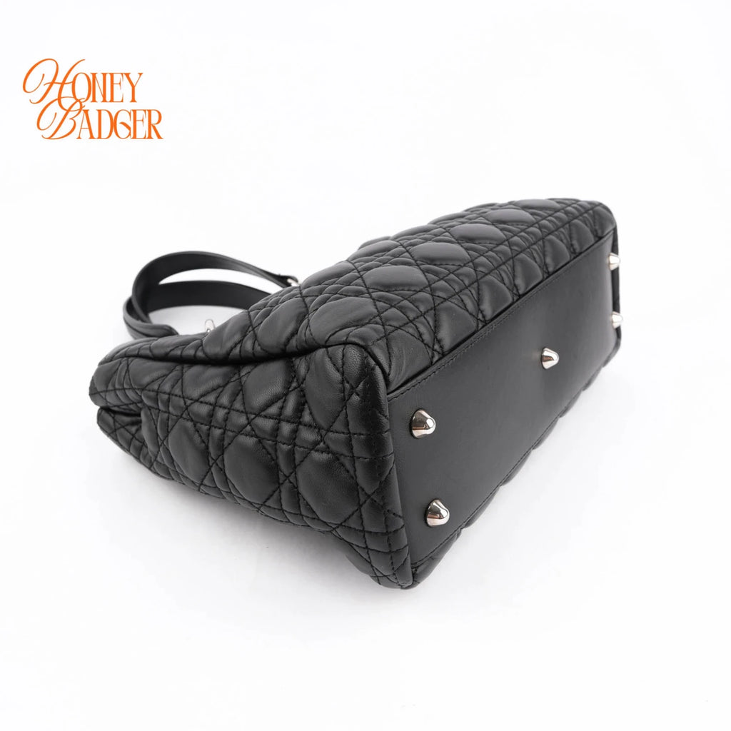 Dior Lady Dior Soft Shopping Large Lambskin Black Rank A