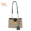 Gucci Padlock Small Tote GG Supreme Bee Print Beige Black Rank A