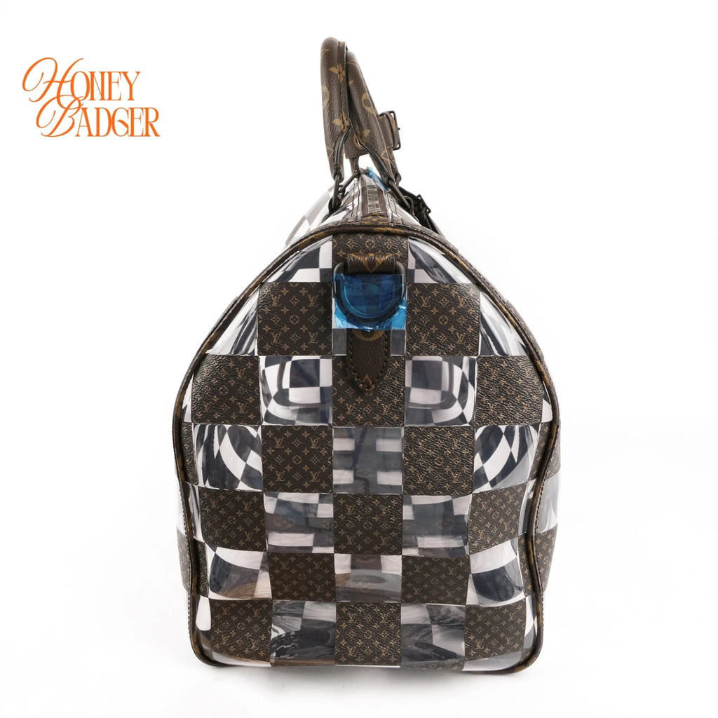 Louis Vuitton Keepall Bandoulière 50 Monogram Chess Brown/Clear Rank A