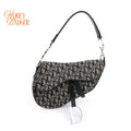 Dior Saddle Bag Trotter Canvas Black/Gray Rank A