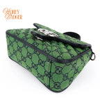 Gucci GG Marmont Mini Top Handle Canvas Green Silver Hardware Rank A