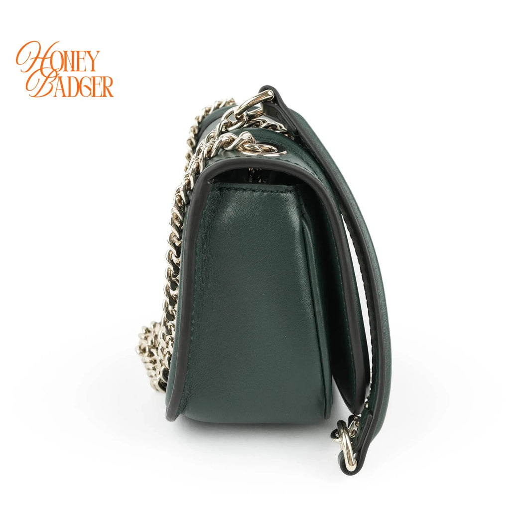 Gucci Blondie Small Chain Shoulder Bag Forest Green Leather Gold Hardware