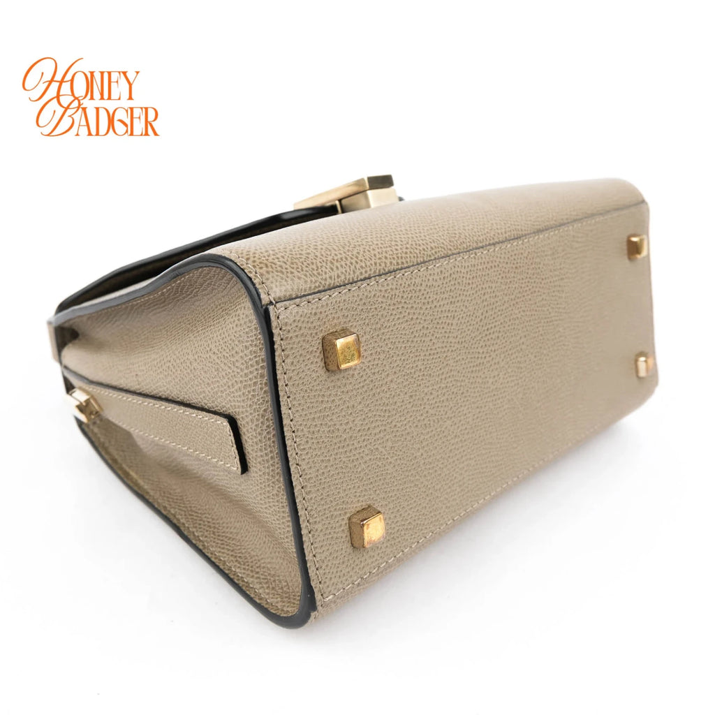Valextra Iside Mini Millepunte Calfskin Beige Cachemire Gold Hardware Rank A