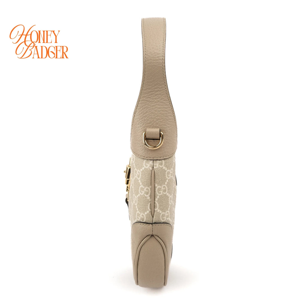 Gucci Jackie 1961 Small GG Supreme Beige Leather Gold Hardware Rank S