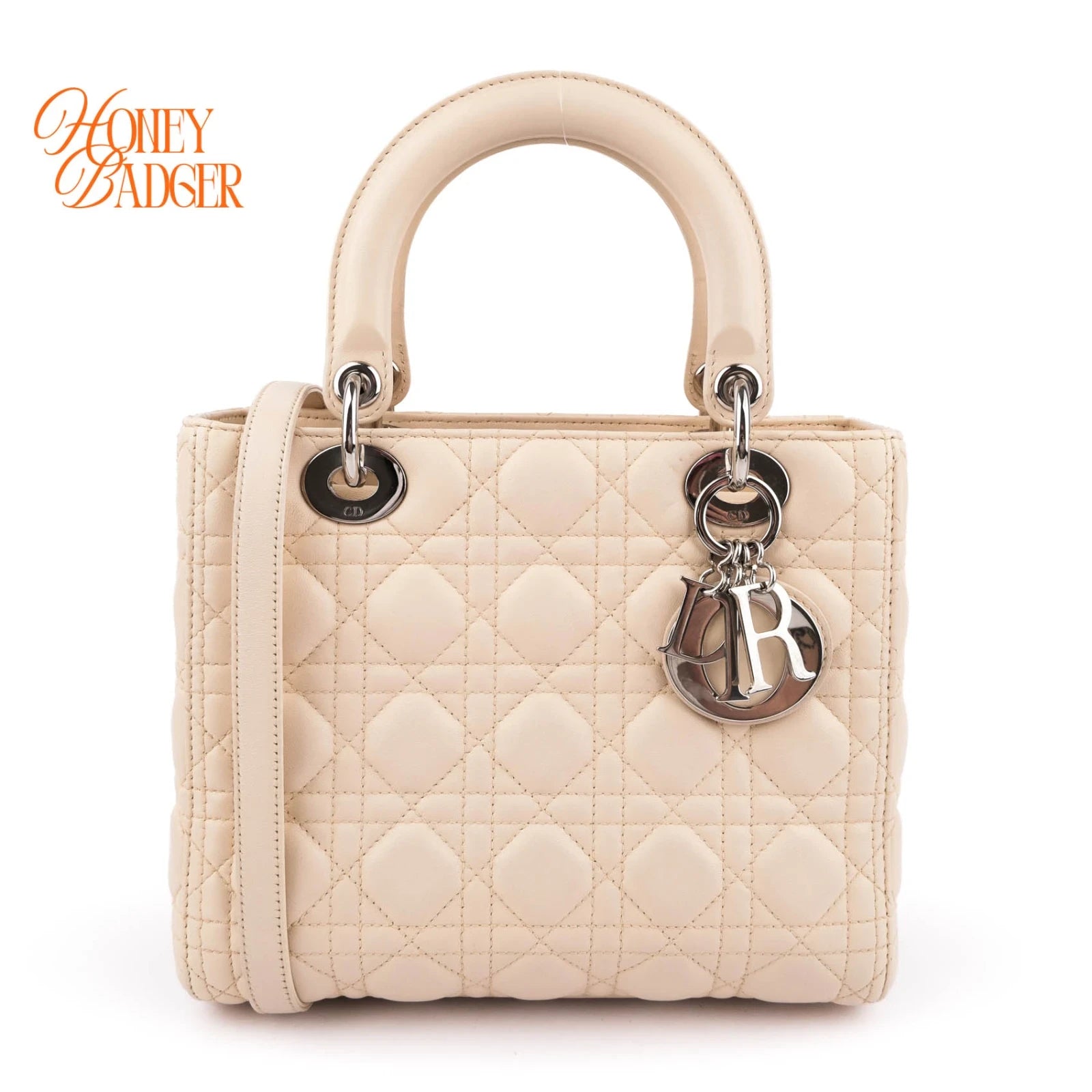 Dior Lady Dior Medium Lambskin White Rank A