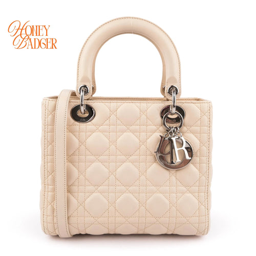Dior Lady Dior Medium Lambskin White Rank A
