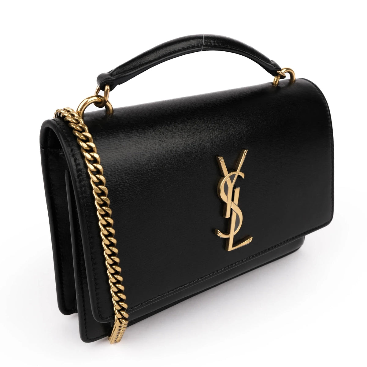 Saint Laurent Sunset Small Leather Black Gold Hardware Rank A