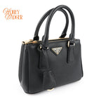Prada Galleria Mini Saffiano Leather 2WAY Bag Black Nero