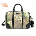 Gucci Tian GG Supreme Medium Boston Bag Multicolor Black Leather Silver Hardware Rank A