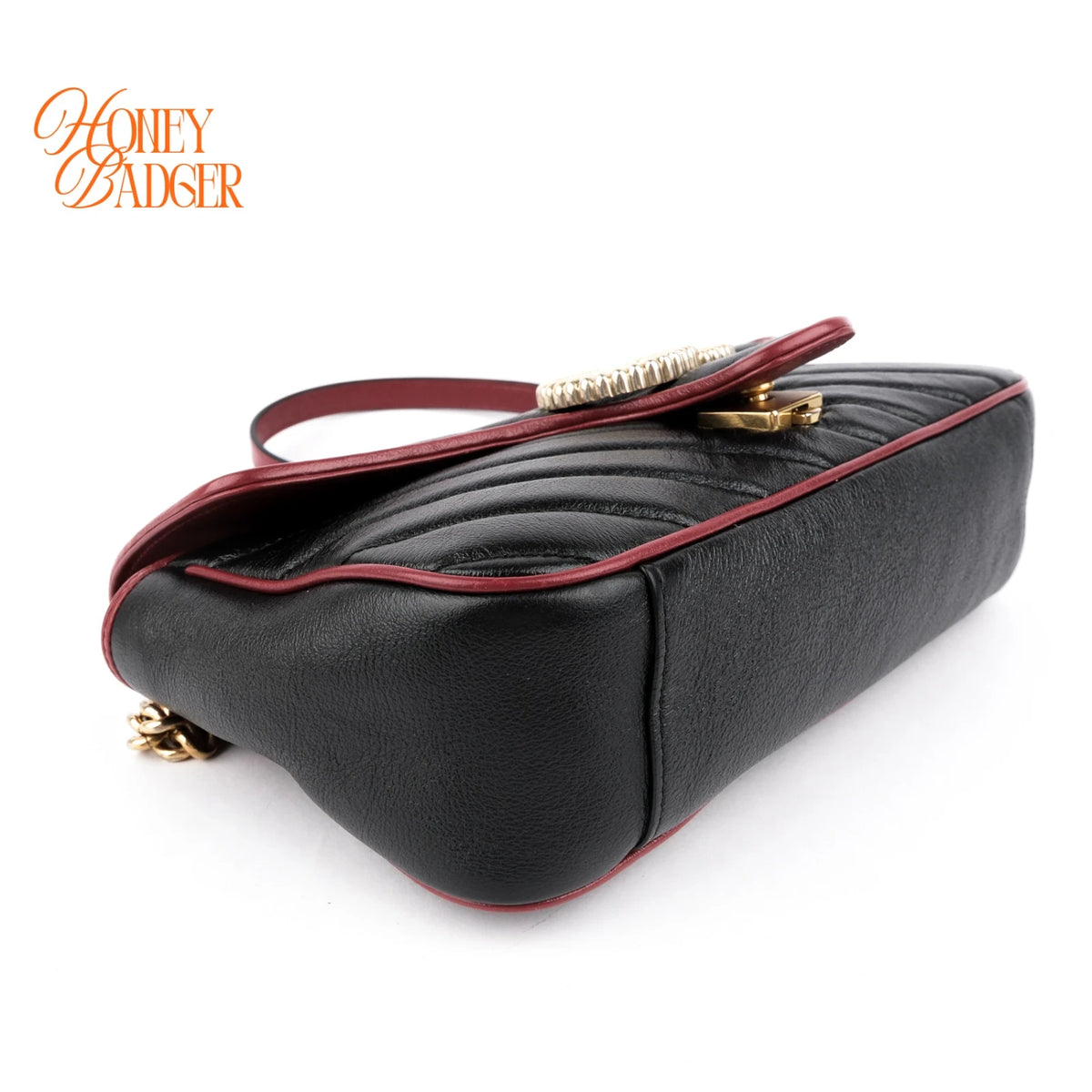 Gucci GG Marmont Small Quilted Leather Black/Red Rank A