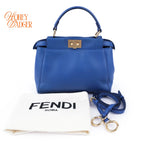 Fendi Peekaboo Iconic Mini Blue Leather 2WAY Shoulder Bag 8BN244