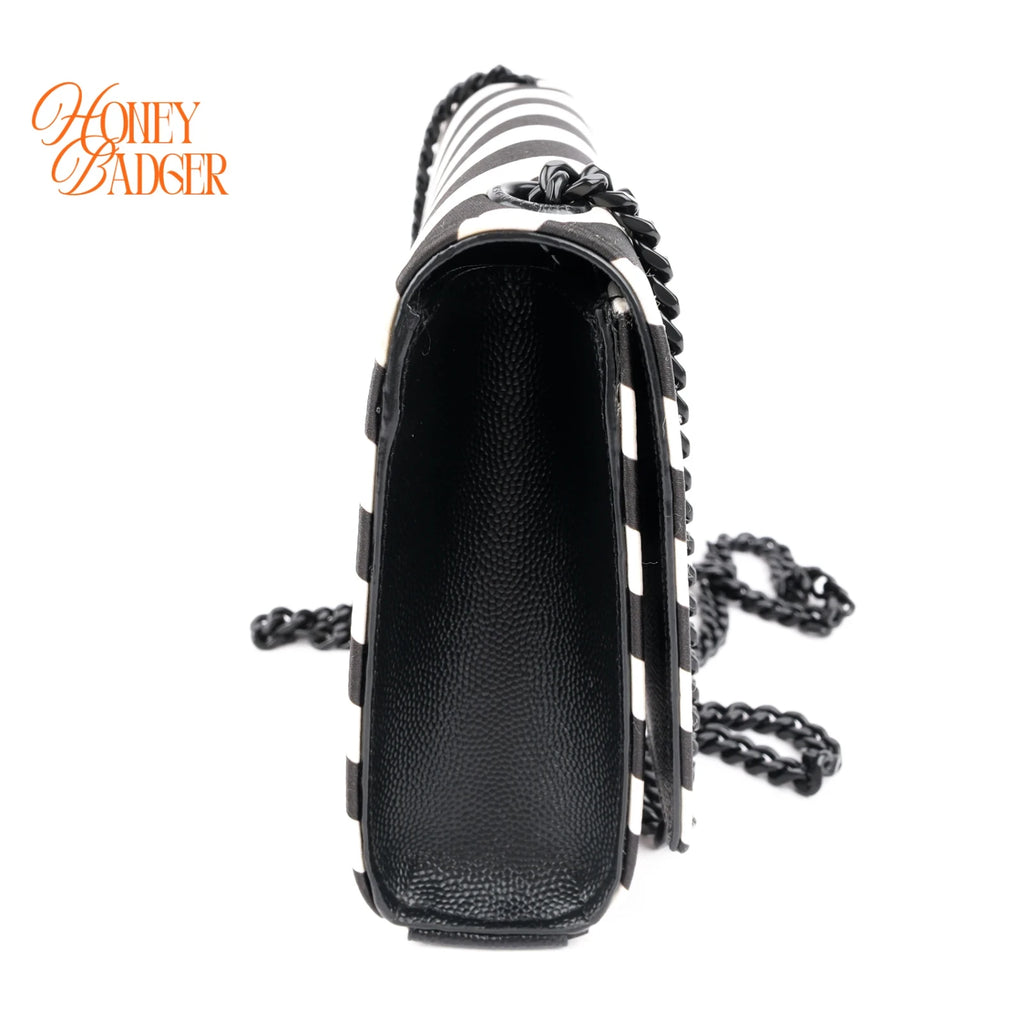Saint Laurent Kate Small Striped Fabric Black/White Rank A