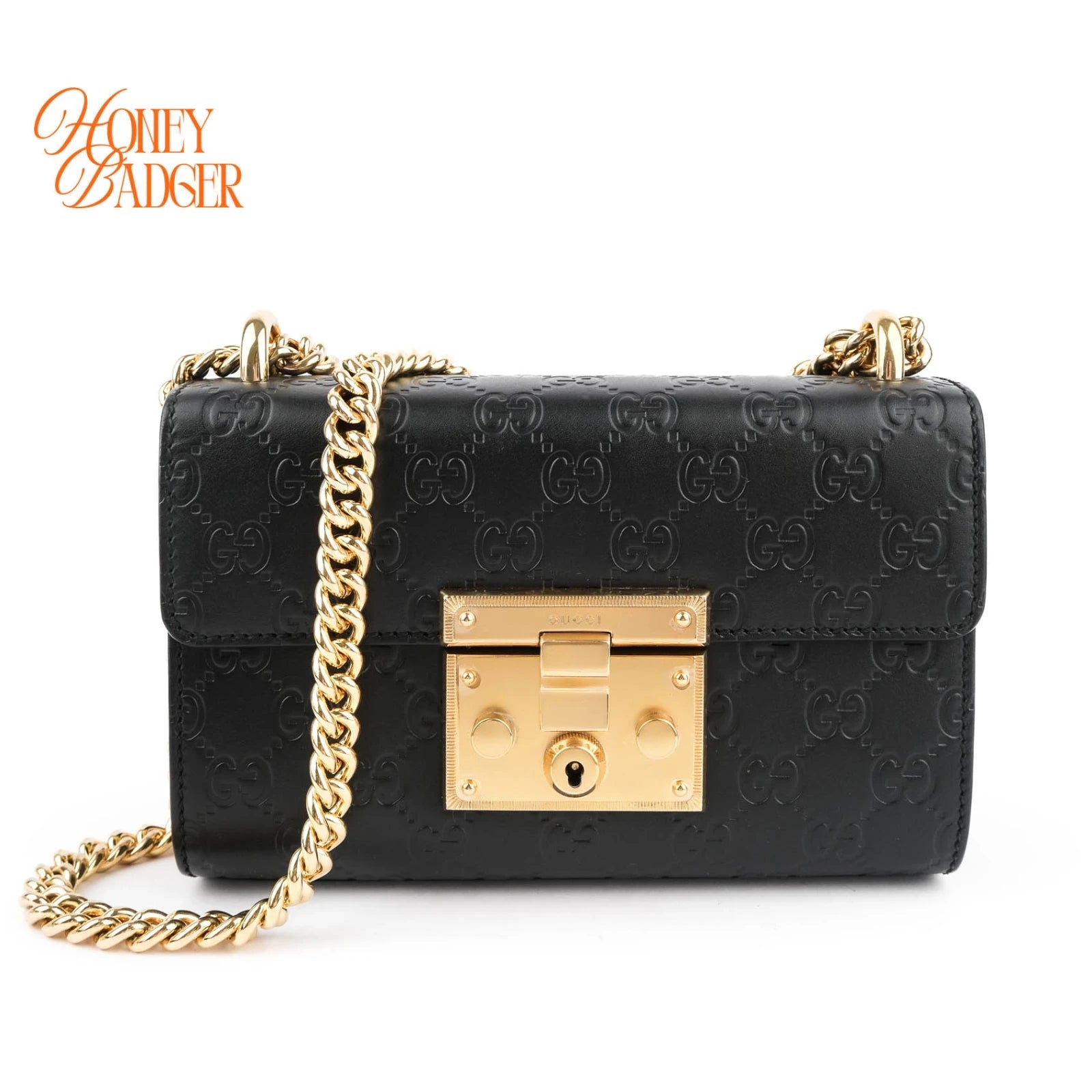 Gucci Padlock GG Signature Black Chain Bag Rank A