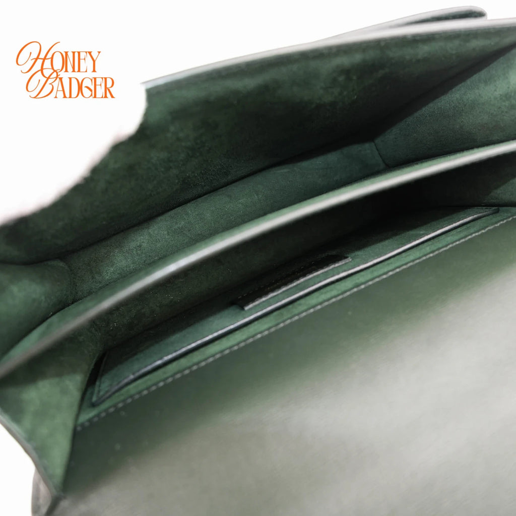 Saint Laurent Sunset Medium Calfskin Leather Dark Green Gold Hardware Rank A