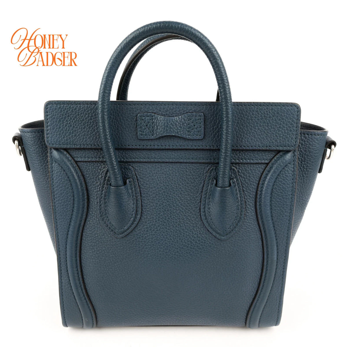 Celine Luggage Nano Grained Leather Navy Blue Rank A